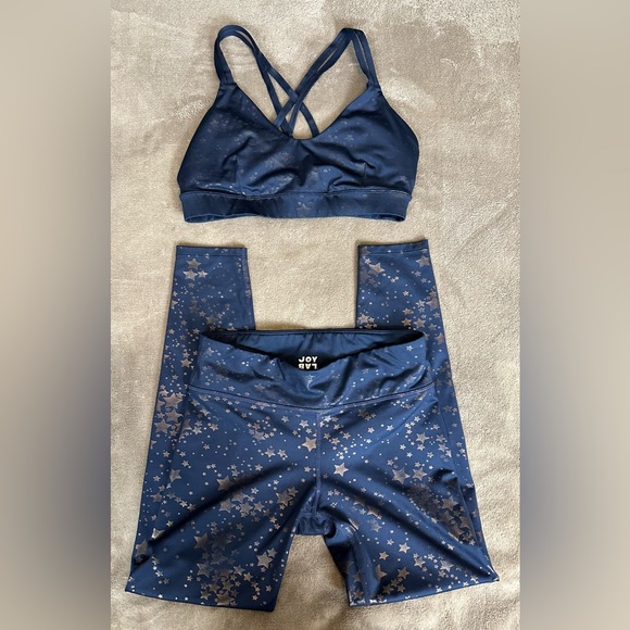 JoyLab Other - JoyLab Star Print Navy Sports Bra & Leggings Set Size M Preowned Workout Active